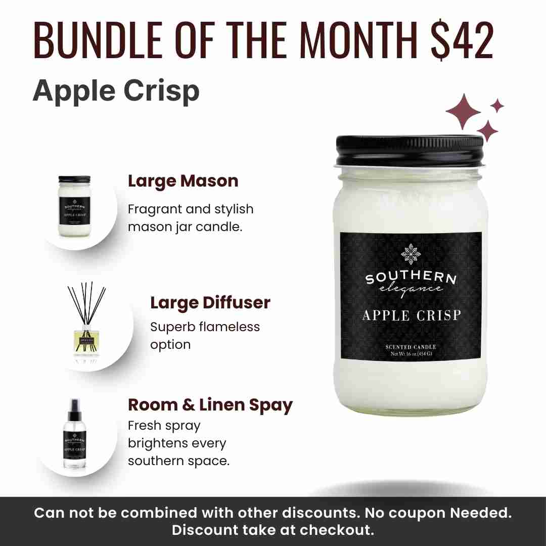 Bundle of the Month:  Mason Jar Candle, Diffuser, & Spray (Apple Crisp)