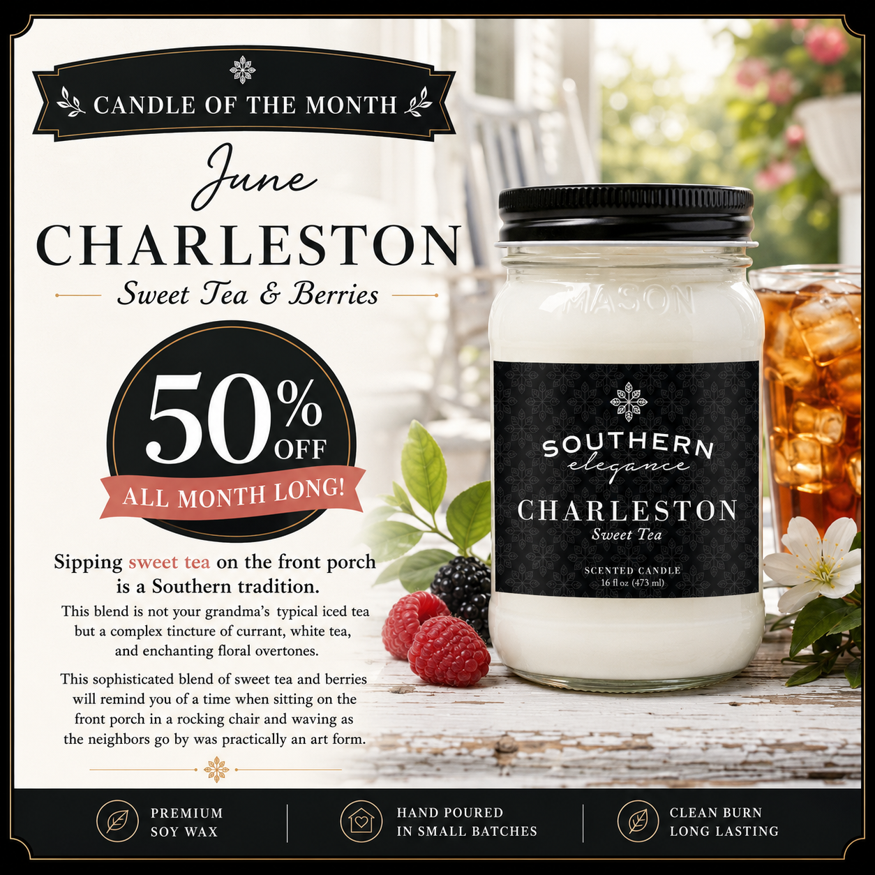 50% off Fragrance of the Month Charleston (Sweet Tea & Berries)