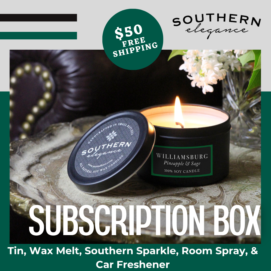 $50 Monthly Subscription Box (Tin, Wax Melt, Southern Sparkle, Room Spray, & Car Freshener)