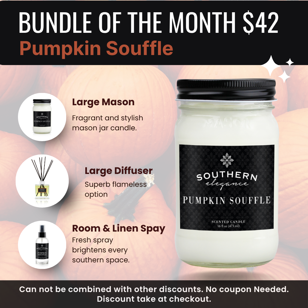 Bundle of the Month:  Mason Jar Candle, Diffuser, & Spray (Pumpkin Souffle)