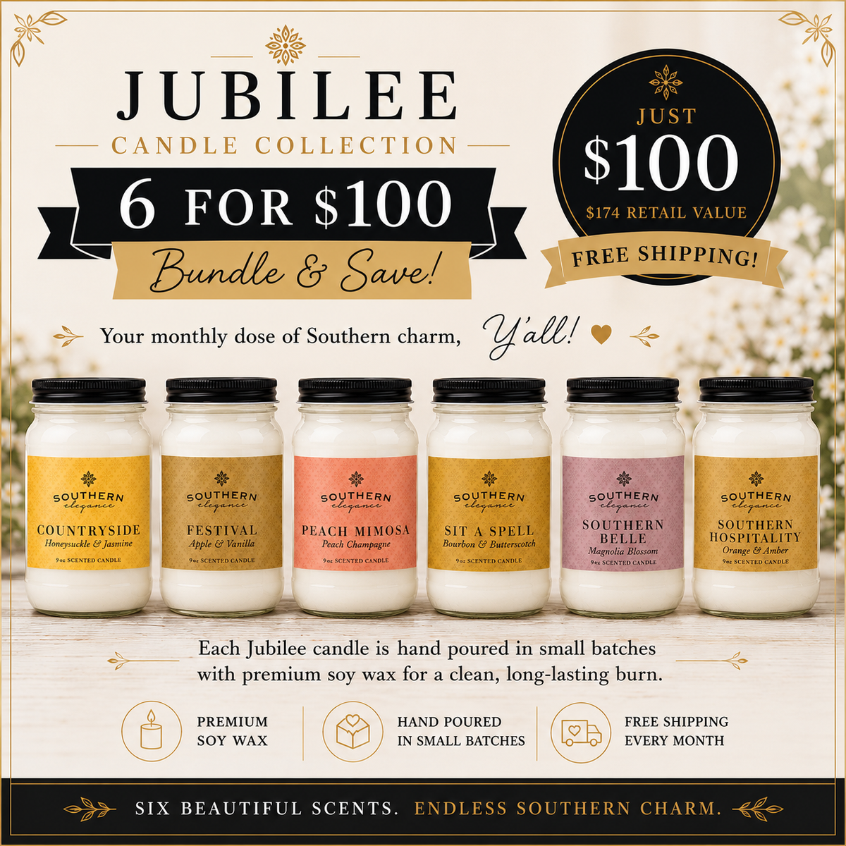 (Candle) 6 for $100 Bundle &amp; Save! Jubilee Candle Collection