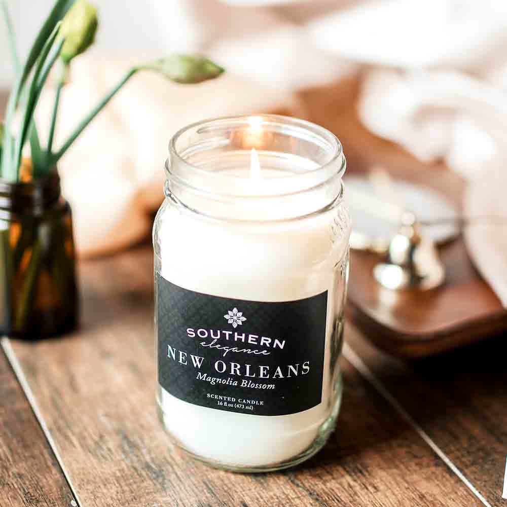 Signature Scents Collection: 16 oz Mason Jar Candle - Southern Elegance